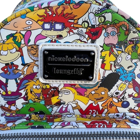 Retro Loungefly Nickelodeon Nick 90'S Rewind Gang Print allover Mini Backpack - Picture 7 of 14
